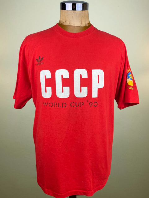 T-Shirt • 1990 • World Cup 90 • USSR • Official Adidas T-Shirt