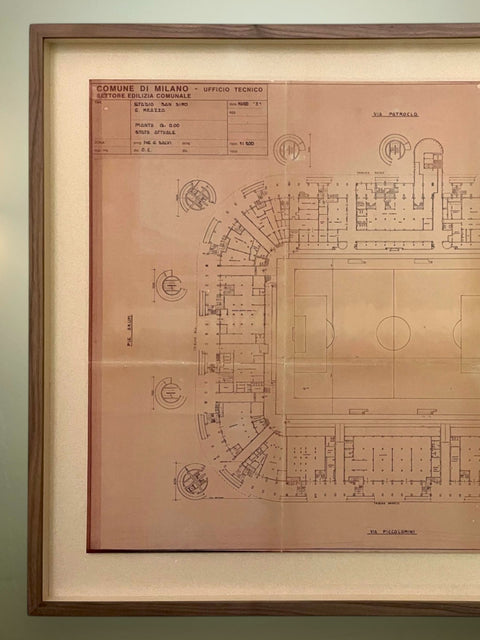 Store Memorabilia • Architectural Drawing • AC Milan • 1991 • Original Architectural Drawing of San Siro