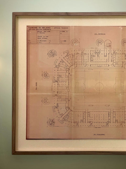 Store Memorabilia • Architectural Drawing • AC Milan • 1991 • Original Architectural Drawing of San Siro