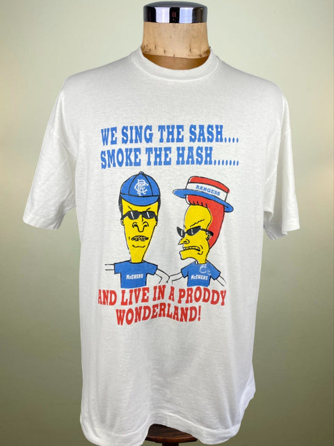 T-Shirt • 1994 • Scottish Premiership • Glasgow Rangers • Bootleg Bevis & Butthead T-Shirt