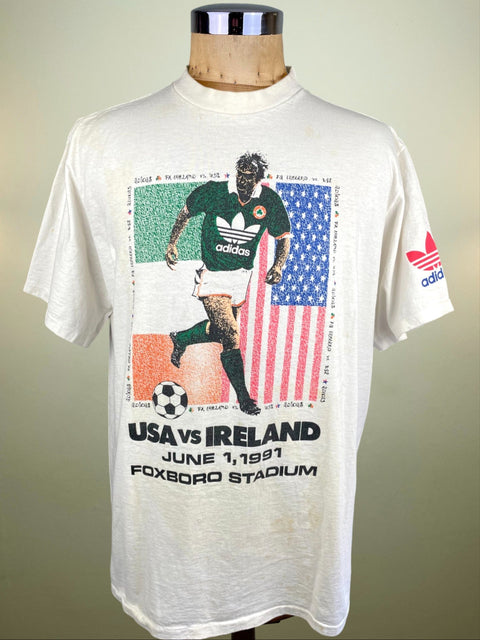 T-Shirt • 1991 • Ireland vs USA • Official Adidas T-Shirt