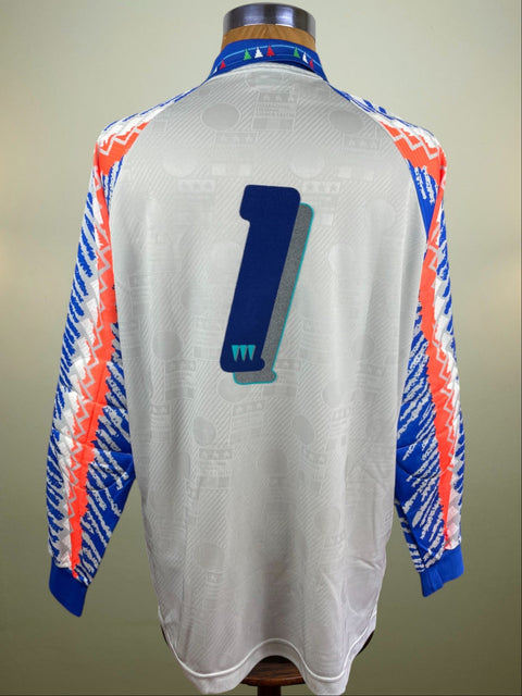 Match Shirt • National • Italia • 1994 • Diadora • Keeper • #1 • Gianluca Pagliuca • vs Slovenia • Euro 96 Qualifiers