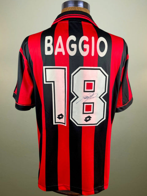Jersey | Club | AC Milan | 1996 | Roberto Baggio | vs Monza | Signed