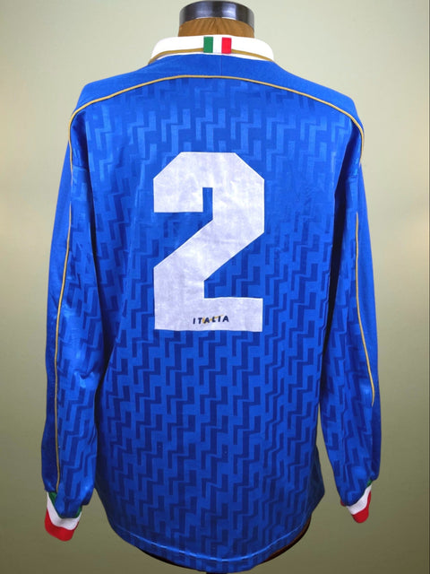Match Shirt • National • Italia • 1995 • Nike • Home • #2 • Antonio Benarrivo • vs Ukraine • Euro 96 Qualifiers