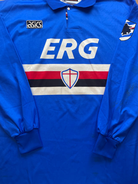 Match Shirt • Club • Sampdoria • 1993 • Asics • Home • #9 • David Platt • Match Worn • Unwashed