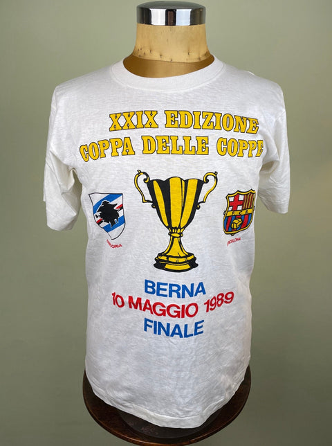 T-Shirt • 1989 • Cup Winners Cup • Sampdoria vs Barcelona • Bootleg T-Shirt - Calcio 90