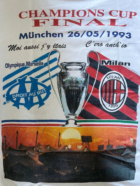 T-Shirt • 1993 • Champions League • AC Milan vs Marseille • Bootleg T-Shirt - Calcio 90