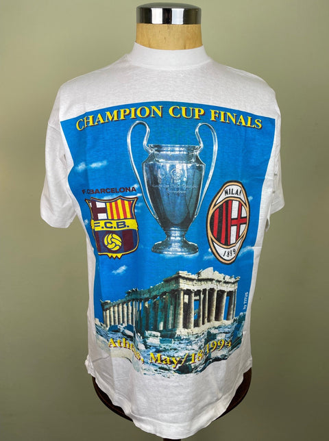T-Shirt • 1994 • Champions League • AC Milan vs Barcelona • Bootleg T-Shirt - Calcio 90