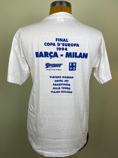 T-Shirt • 1994 • Champions League • AC Milan vs Barcelona • Official T-Shirt - Calcio 90