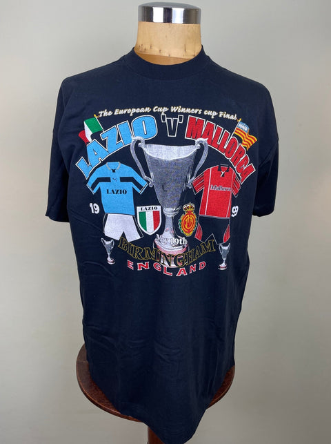 T-Shirt • 1999 • Cup Winners Cup • Lazio vs Mallorca • Bootleg T-Shirt - Calcio 90