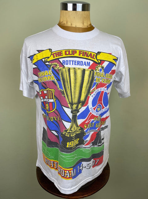 T-Shirt • 1997 • Cup Winners Cup • PSG vs Barcelona • Bootleg T-Shirt - Calcio 90