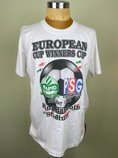 T-Shirt • 1996 • Cup Winners Cup • Rapid Vienna vs PSG • Bootleg T-Shirt - Calcio 90
