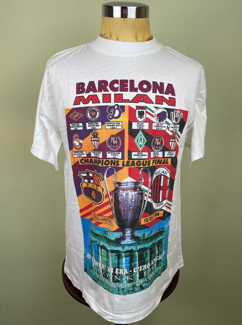 T-Shirt • 1994 • Champions League • AC Milan vs Barcelona • Bootleg T-Shirt - Calcio 90