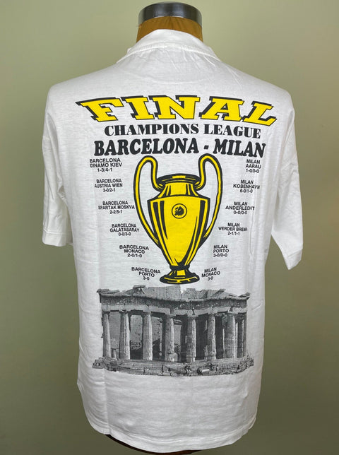 T-Shirt • 1994 • Champions League • AC Milan vs Barcelona • Bootleg T-Shirt - Calcio 90
