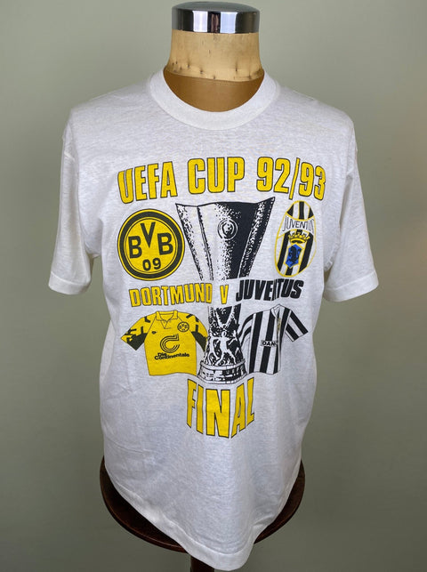 T-Shirt • 1993 • UEFA Cup • Juve vs Dortmund • Bootleg T-Shirt • Signed by Andreas Möller - Calcio 90