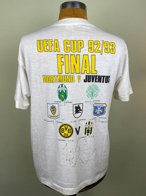 T-Shirt • 1993 • UEFA Cup • Juve vs Dortmund • Bootleg T-Shirt • Signed by Andreas Möller