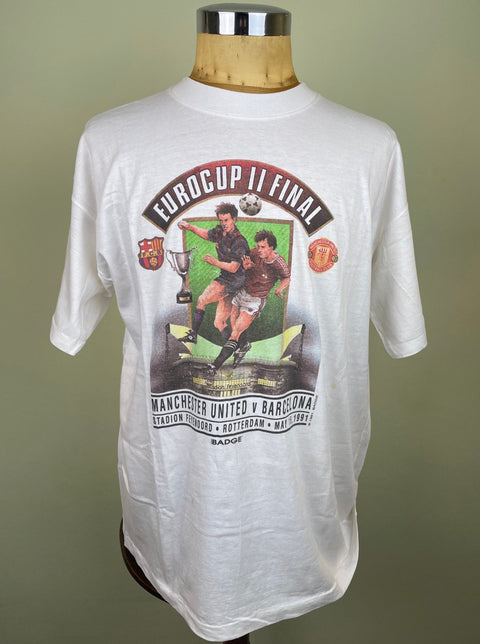 T-Shirt • 1991 • Cup Winners Cup • Man United vs Barcelona • Bootleg T-Shirt - Calcio 90
