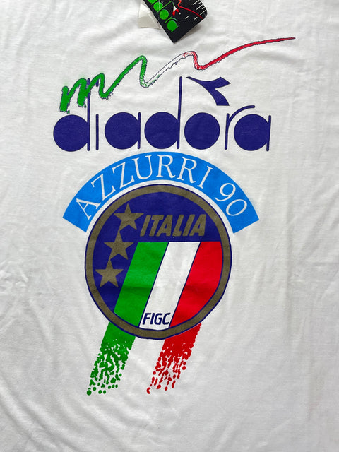 T-Shirt • 1990 • World Cup 90 • Italia • Azzurri 90 Diadora Official T-Shirt • Size XL