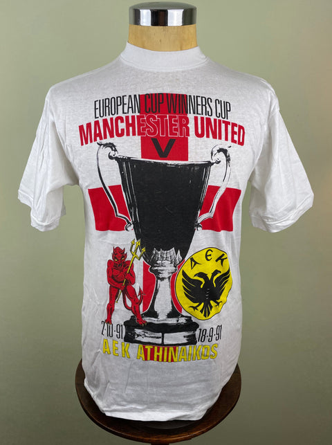 T-Shirt • 1991 • Cup Winners Cup • Man United vs AEK Athens • Bootleg T-Shirt
