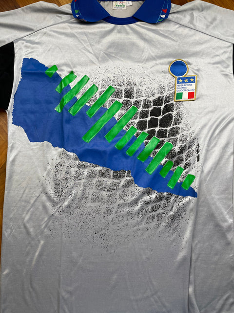 Match Shirt • National • Italia • 1992 • Diadora • Keeper • #1 • Gianluca Pagliuca • vs Norway • Euro 92 Qualifiers