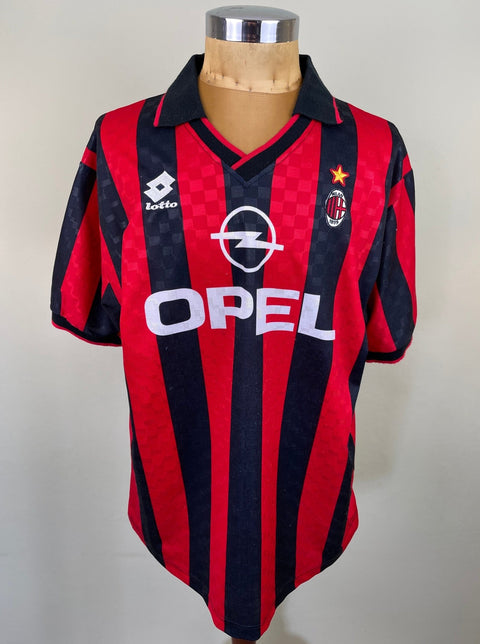 Match Shirt • Club • AC Milan • 1995 • Lotto • Home • 9 • George Weah • Match Worn - Calcio 90