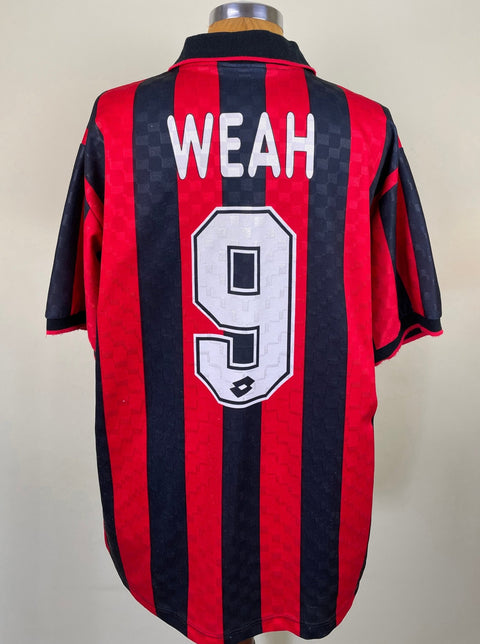 Match Shirt • Club • AC Milan • 1995 • Lotto • Home • 9 • George Weah • Match Worn - Calcio 90