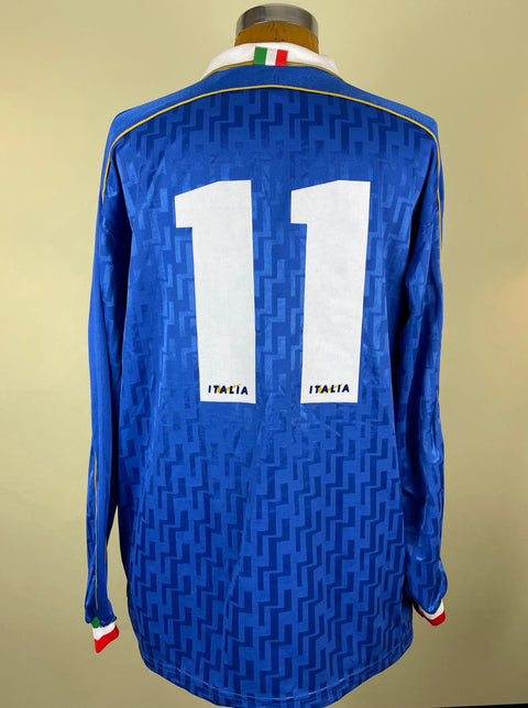 Match Shirt • National • Italia • 1995 • Nike • Home • 11 • Fabrizio Ravanelli • vs Ukraine • Euro 96 Qualifiers - Calcio 90