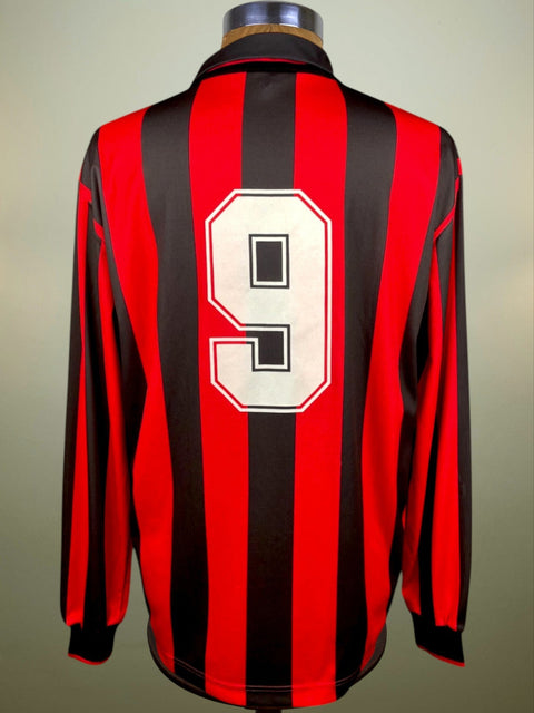 Match Shirt • Club • AC Milan • 1991 • Adidas • Home • 9 • Marco Van Basten • vs Sampdoria - Calcio 90