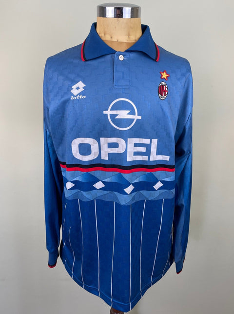 Match Shirt • Club • AC Milan • 1995 • Lotto • Fourth • 18 • Roberto Baggio • Match Prepared - Calcio 90
