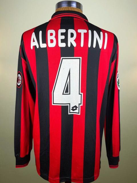Match Shirt • Club • AC Milan • 1996 • Lotto • Home • 4 • Demetrio Albertini • Match Worn • Unwashed - Calcio 90
