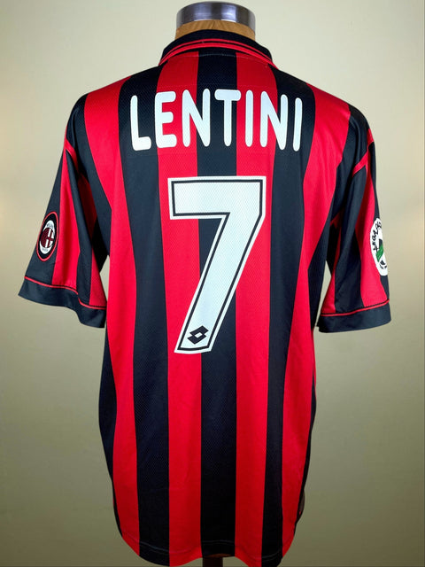Match Shirt • Club • AC Milan • 1996 • Lotto • Home • 7 • Gianluigi Lentini • Match Prepared - Calcio 90