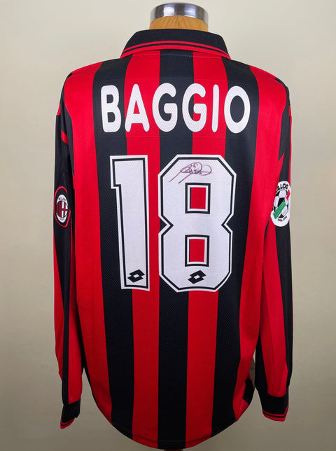 Match Shirt • Club • AC Milan • 1996 • Lotto • Home • #18 • Roberto Baggio • Match Worn • Signed