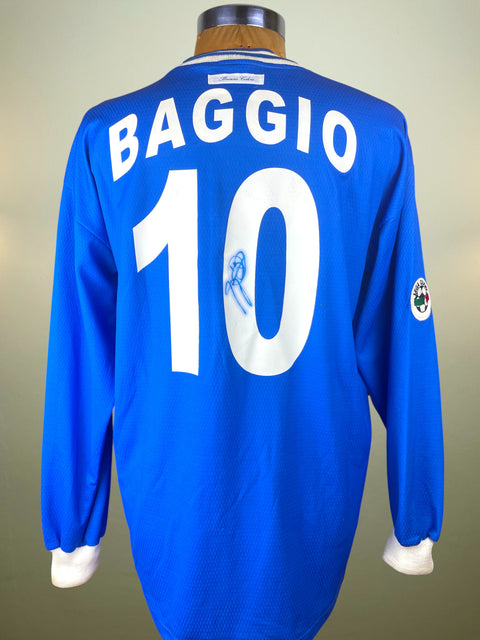 Blue Brescia jersey with 'BAGGIO' and number '10' on a neutral background