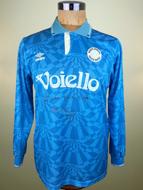Match Shirt • Club • Napoli • 1992 • Umbro • Home • 4 • Massimo Crippa • Match Worn • Signed - Calcio 90
