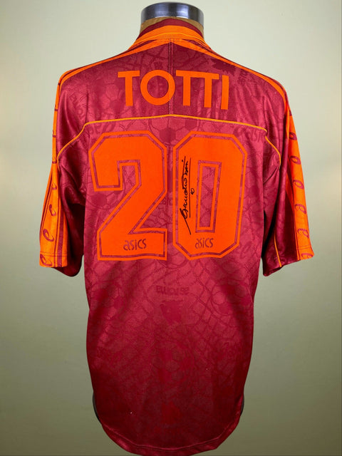 Match Shirt • Club • Roma • 1995 • Asics • Home • 20 • Francesco Totti • Match Worn • Signed - Calcio 90
