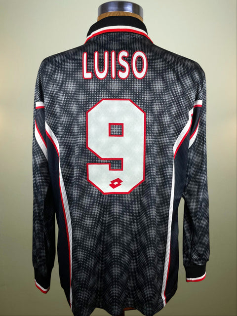 Black Vicenza 1997 jersey with 'LUISO' and number '9' on a beige background