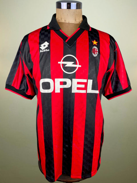 Store Shirt • AC Milan • 1995 • Lotto • Home • Marcel Desailly • Size L • Signed - Calcio 90