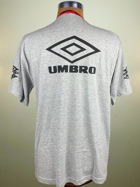 Gray Umbro t-shirt on a mannequin with a plain background