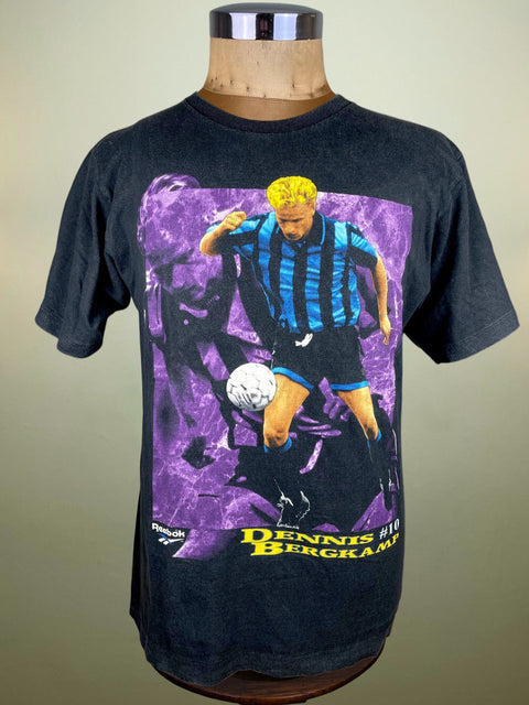 T-Shirt • 1993 • Serie A • Inter Milan • Official Black Reebok Dennis Bergkamp T-Shirt - Calcio 90