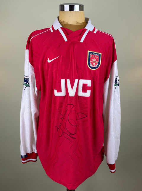 Match Shirt • Premier League Club • Arsenal • 1997 • Nike • Home • #8 • Ian Wright • vs Port Vale • FA Cup • Signed Calcio 90