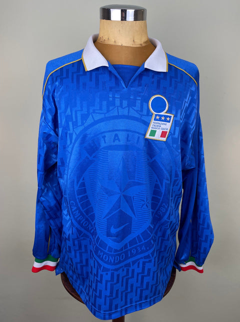 Match Shirt • National • Italia • 1995 • Nike • Home • #7 • Angelo Di Livio • Euro 96 Qualifiers • Signed