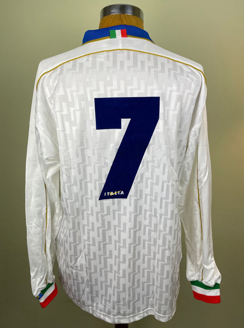 Match Shirt • National • Italia • 1995 • Nike • Away • #7 • Attilio Lombardo • vs Ukraine • Euro 96 Qualifiers