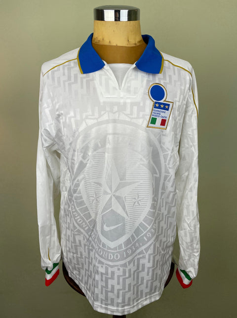 Match Shirt • National • Italia • 1995 • Nike • Away • #7 • Attilio Lombardo • vs Ukraine • Euro 96 Qualifiers