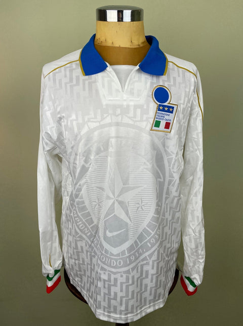 Match Shirt • National • Italia • 1995 • Nike • Away • 7 • Attilio Lombardo • vs Ukraine • Euro 96 Qualifiers - Calcio 90