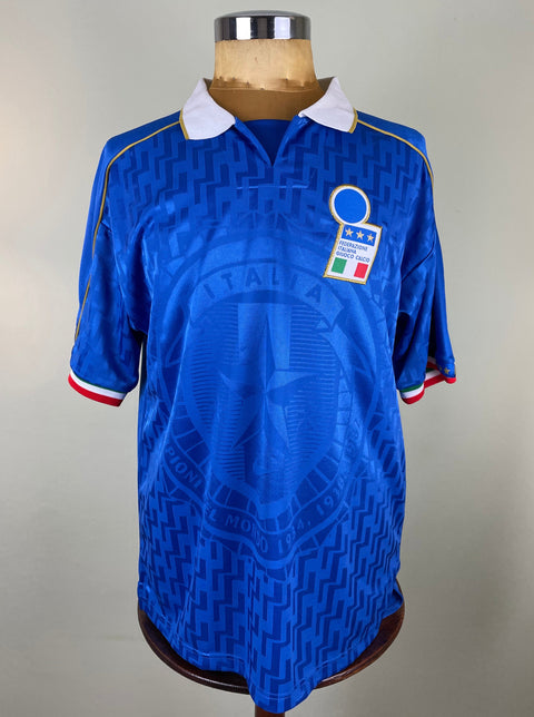 Match Shirt • National • Italia • 1995 • Nike • Home • #3 • Amadeo Carboni • vs Slovenia • Euro 96 Qualifiers • Signed