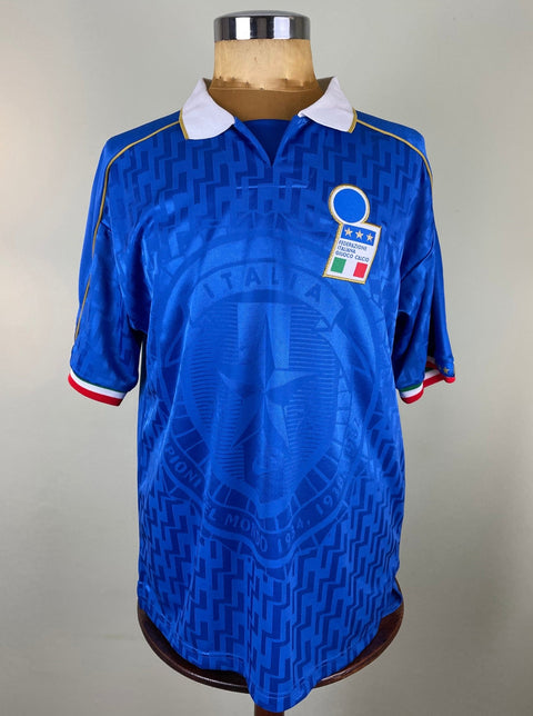 Match Shirt • National • Italia • 1995 • Nike • Home • 3 • Amadeo Carboni • vs Slovenia • Euro 96 Qualifiers • Signed - Calcio 90