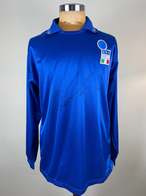 Match Shirt • National • Italia • 1991 • Diadora • Home • #8 • Nicola Berti • vs Cyprus • Euro 92 Qualifiers • Signed by Arrigo Sacchi