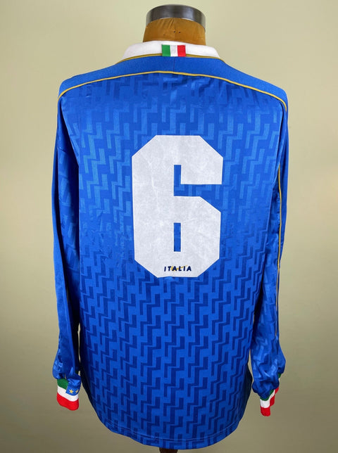 Match Shirt • National • Italia • 1995 • Nike • Home • 6 • Alessandro Costacurta • vs Wales • Friendly - Calcio 90