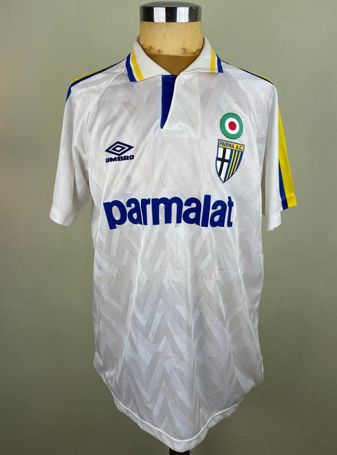 Match Shirt • Club • Parma • 1992 • Umbro • Home • 11 • Faustino Asprilla • Match Worn - Calcio 90
