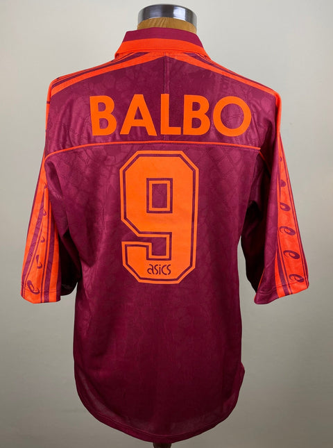 Match Shirt • Club • Roma • 1995 • Asics • Home • 9 • Abel Balbo • vs Lazio - Calcio 90